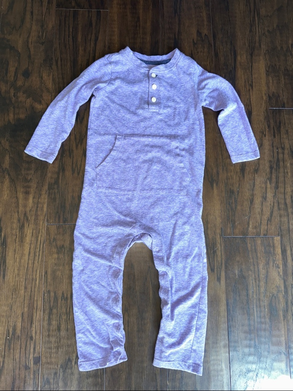 Kids Long-Sleeve Henley One-Piece in purple